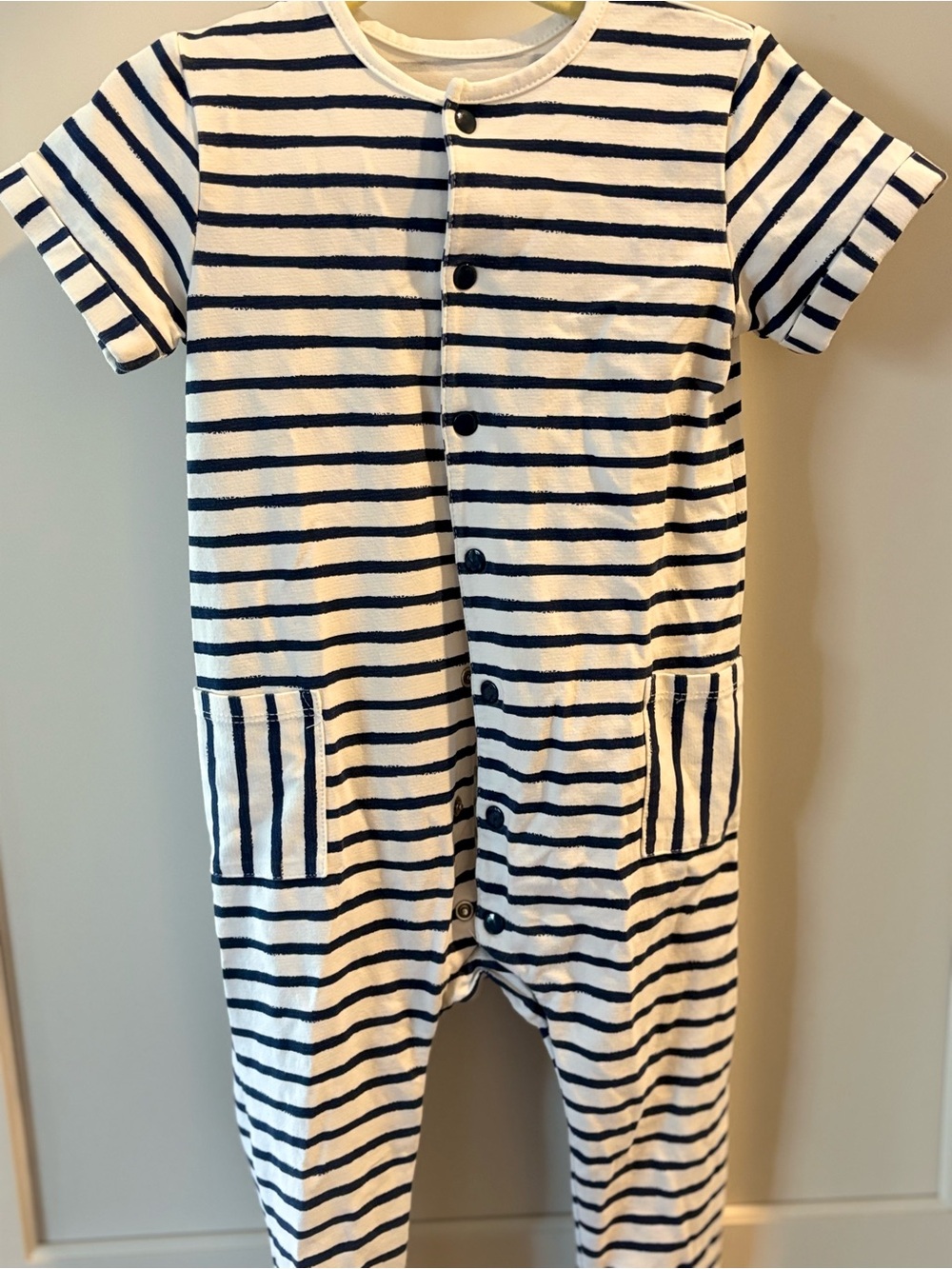 Kids Navy Stripe One-Piece Romper - Classic Navy and White